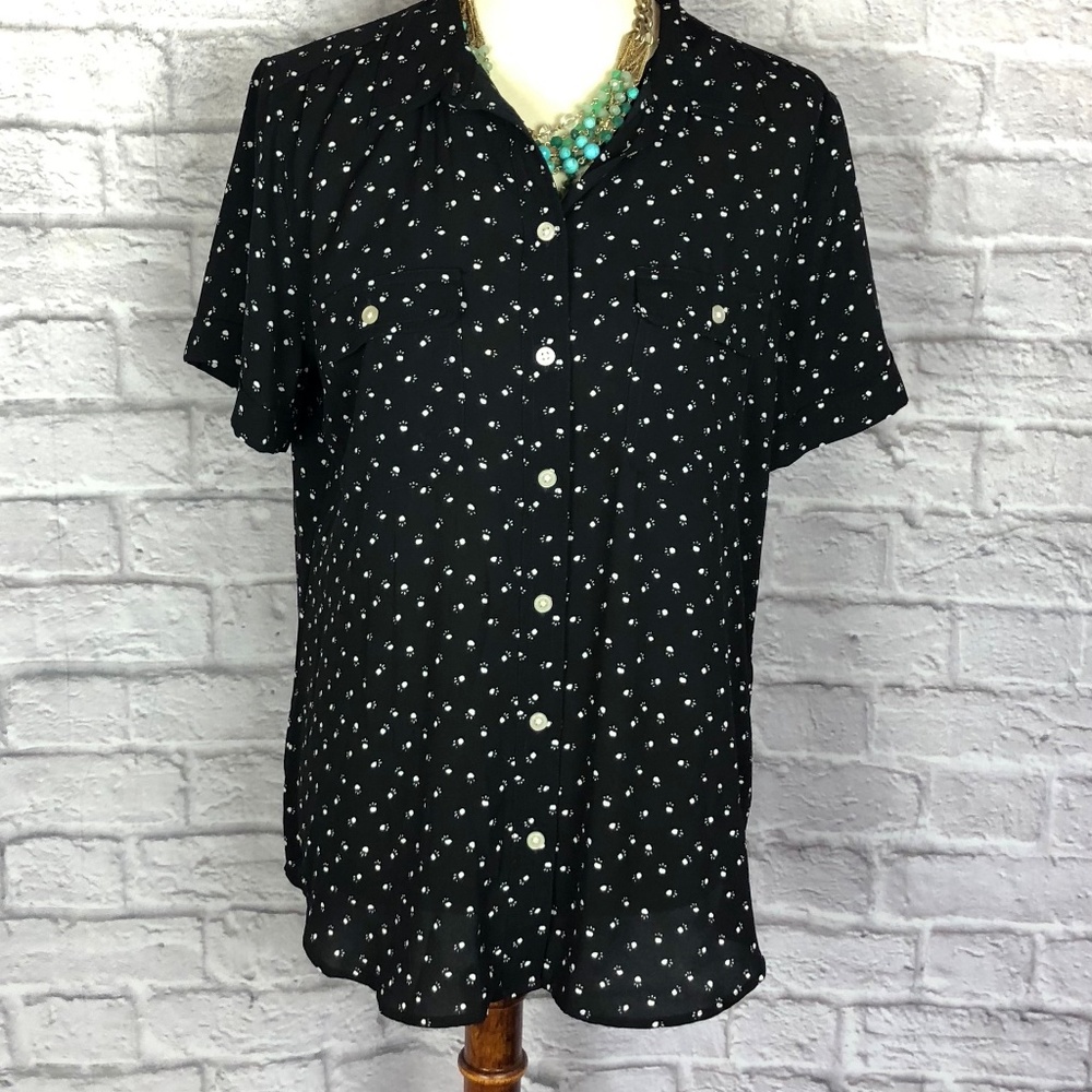 Loft Paw Print Utility Blouse - Large